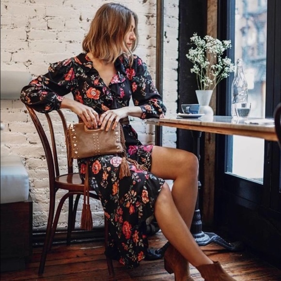 MAJE Rosetina Floral  Ruffle Wrap Dress - Picture 4 of 8